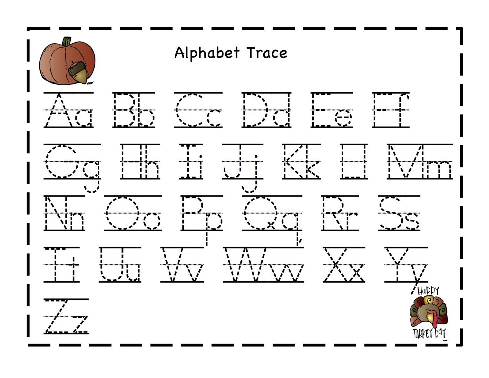 Preschool Printables: Thanksgiving | Letter Tracing in Preschool Worksheets Tracing Letters And Numbers