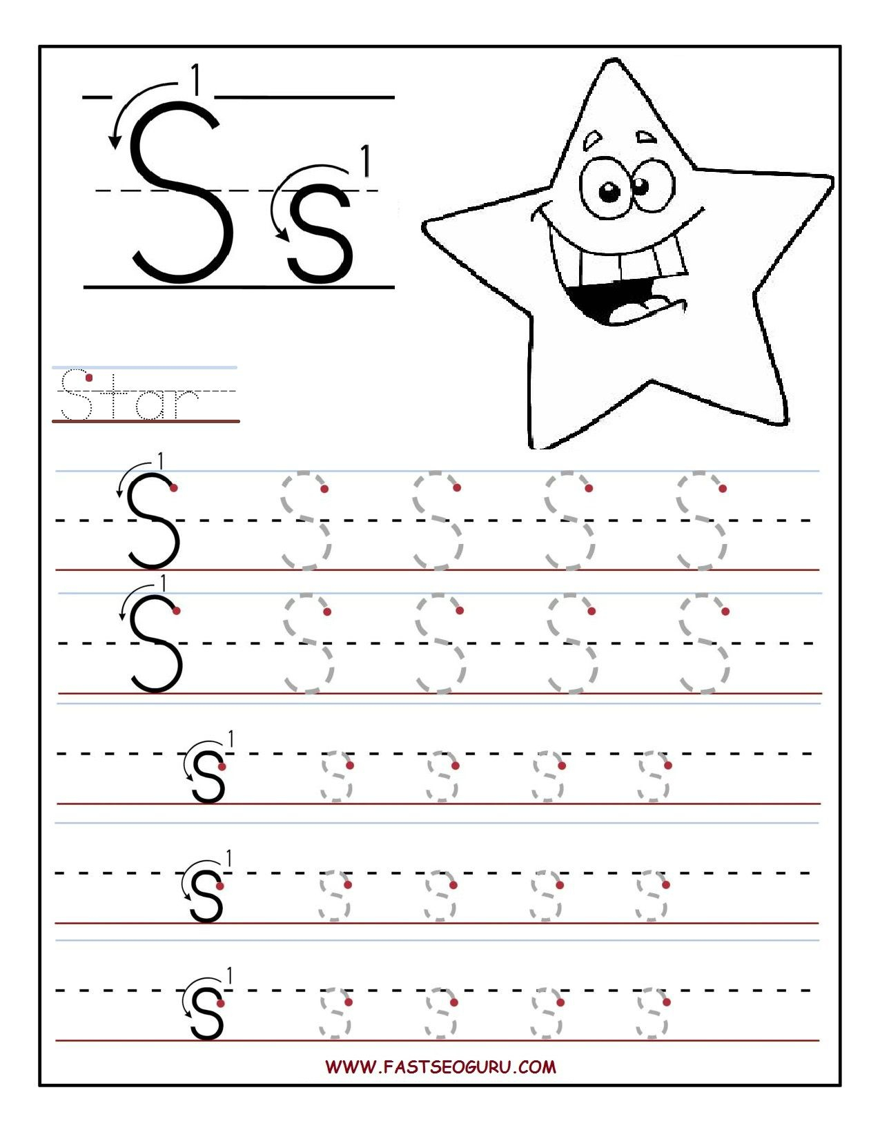 Tracing Letter S Worksheets For Kindergarten  TracingLettersWorksheets.com