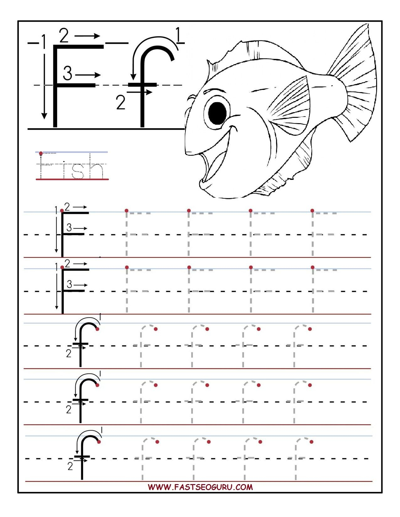 Printable Letter F Tracing Worksheets For Preschool throughout Tracing Letter F Worksheets Preschool