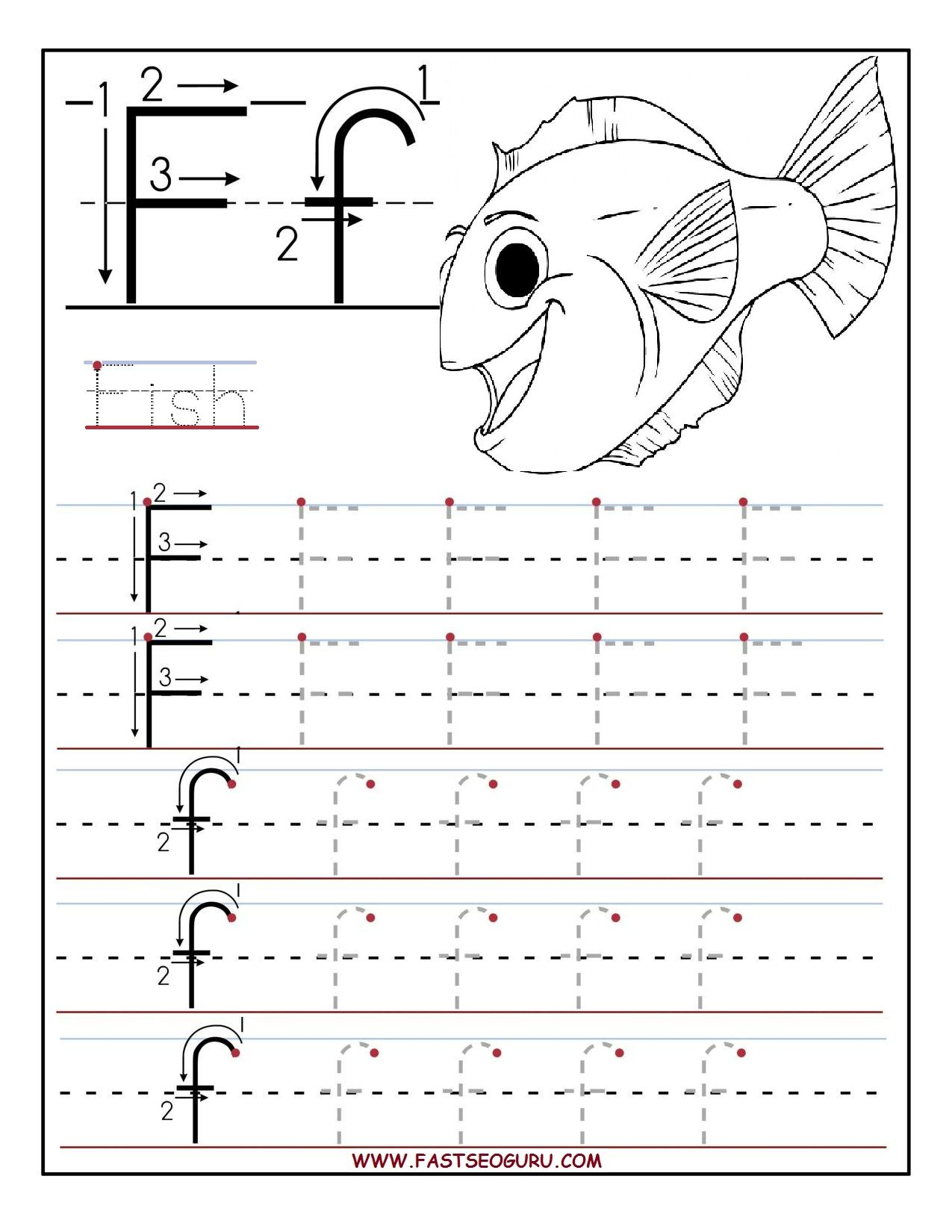 Tracing Letter F Worksheets Preschool