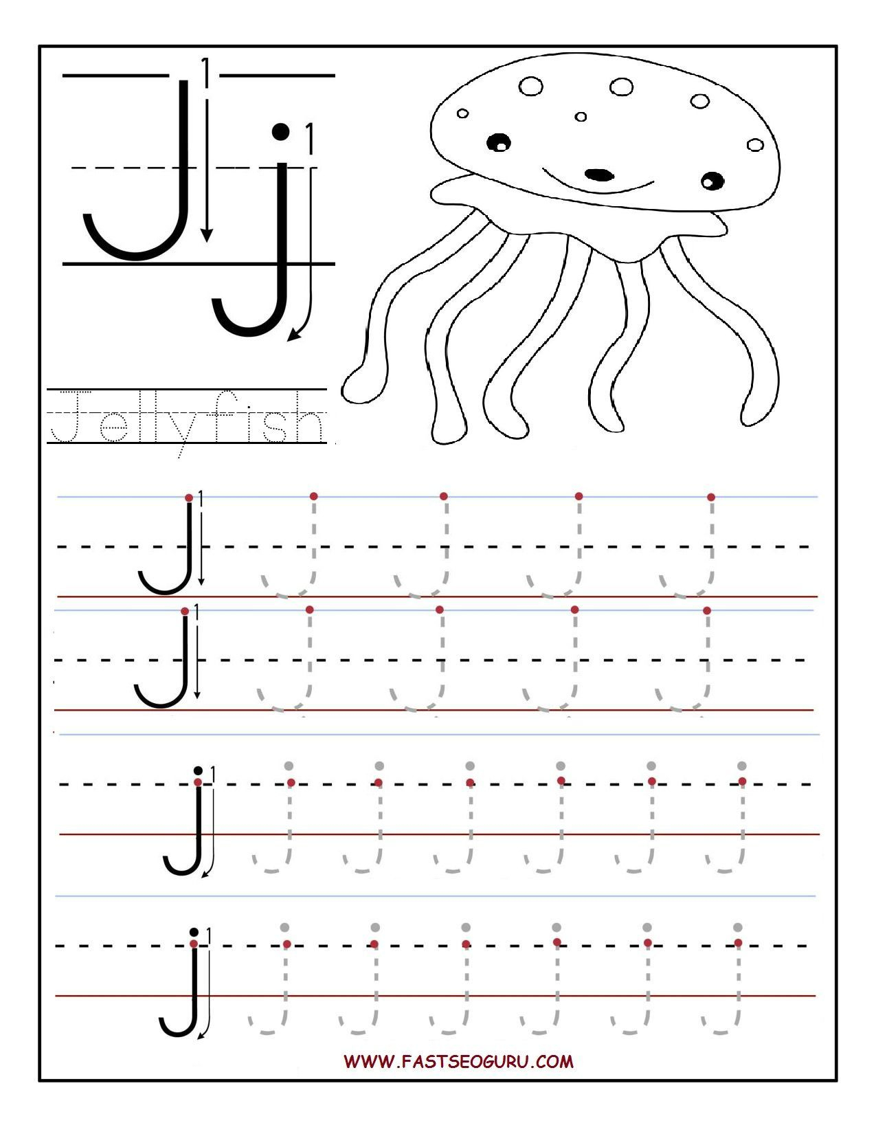Printable Letter J Tracing Worksheets For Preschool For inside Tracing Letter J Worksheets