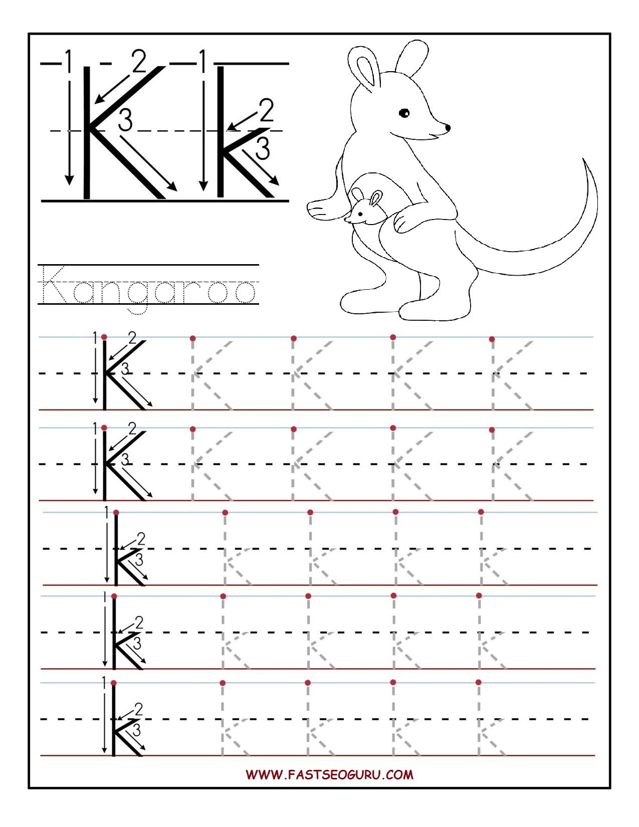 tracing letter k worksheets tracinglettersworksheetscom