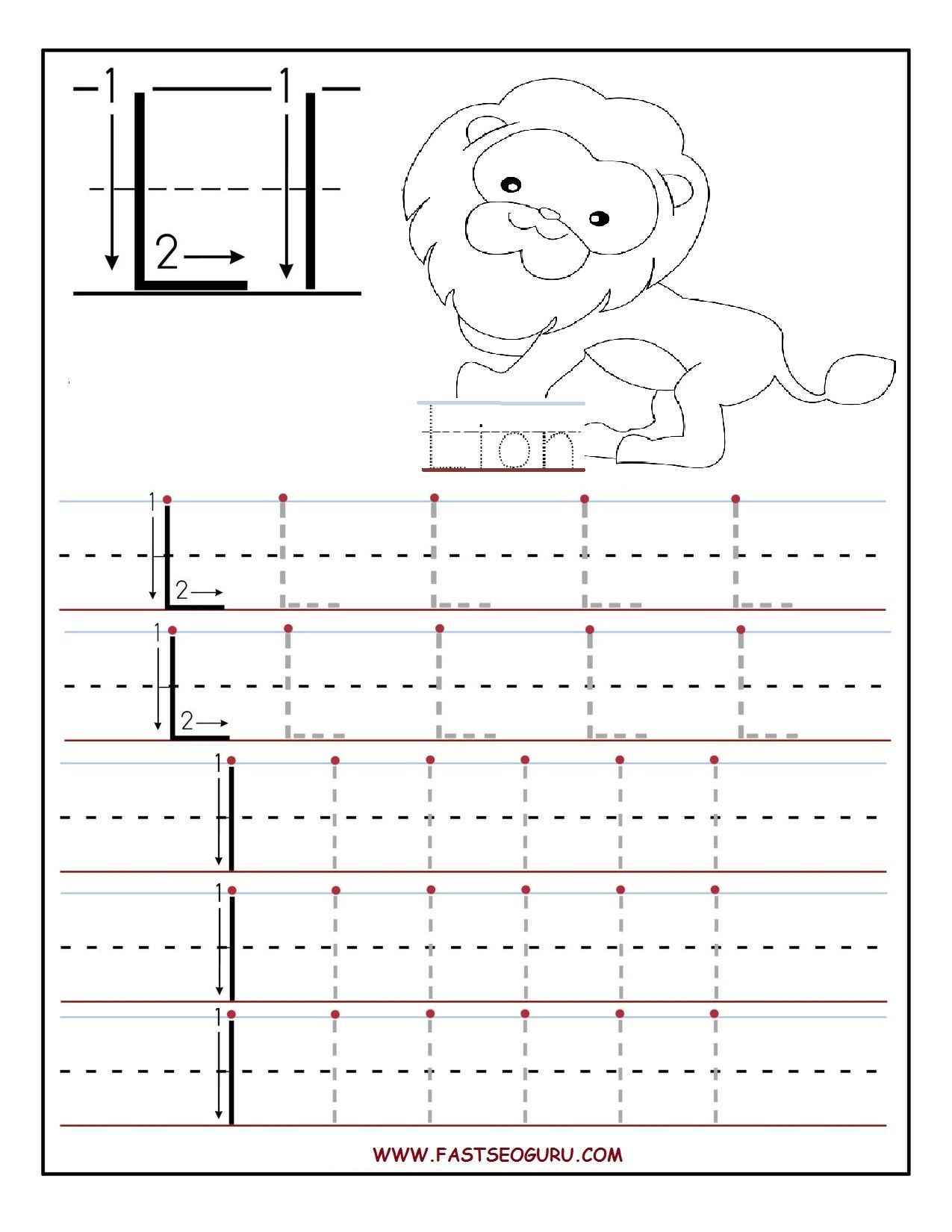 Printable Letter L Tracing Worksheets For Preschool pertaining to Large Alphabet Letters For Tracing