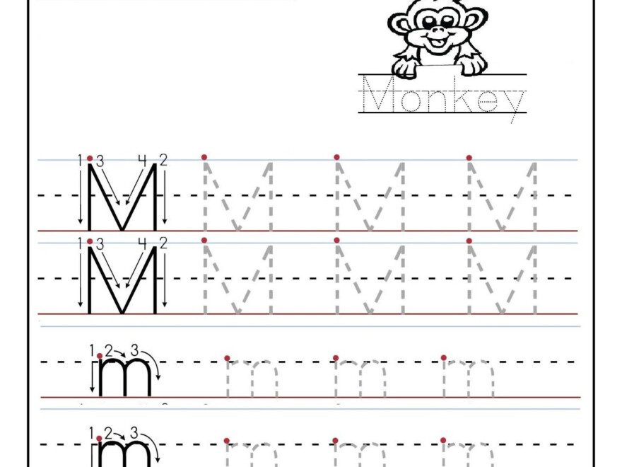 Printable Letter M Tracing Worksheets For Preschool in Tracing Letter M Worksheets Kindergarten