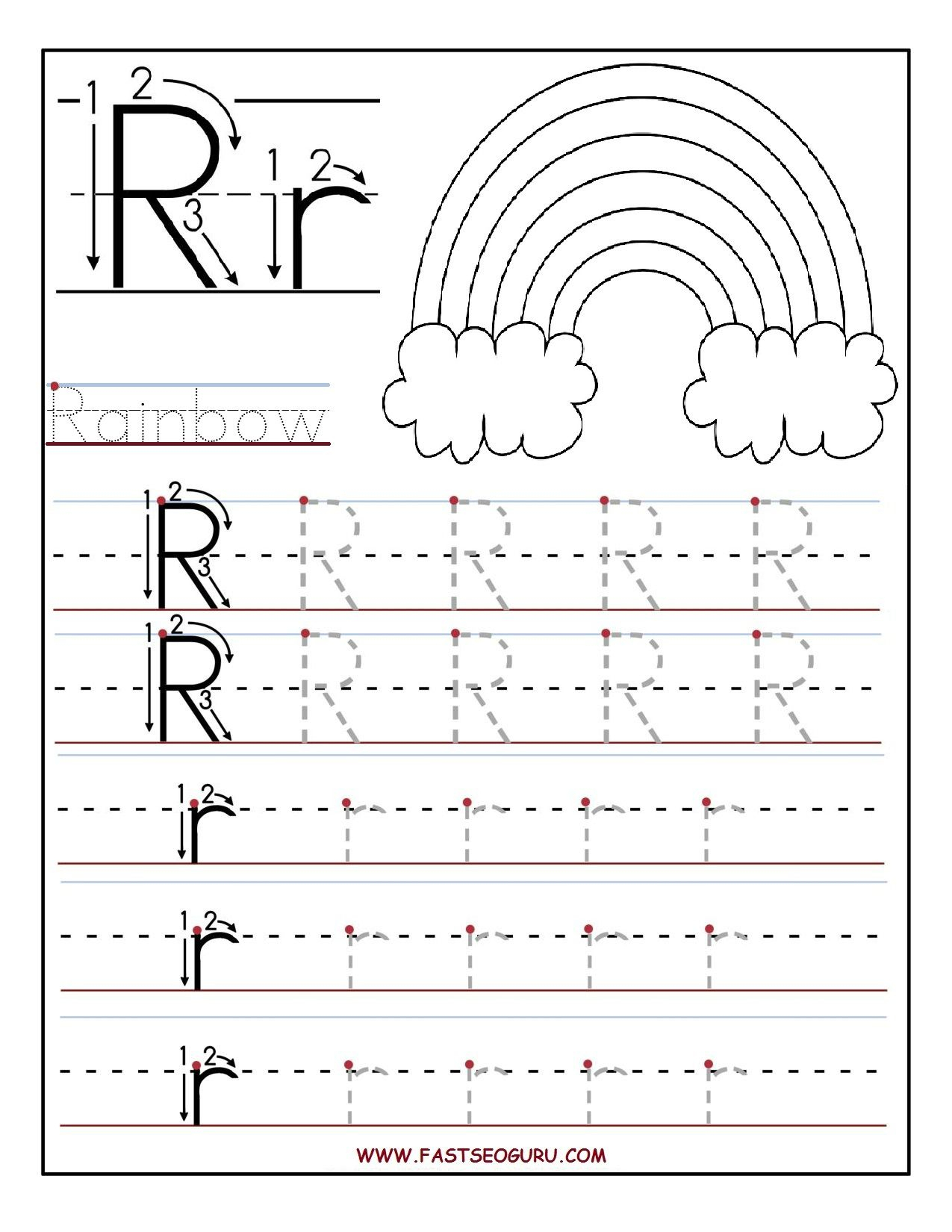 Printable Letter R Tracing Worksheets For Preschool regarding Tracing Letter R Worksheets