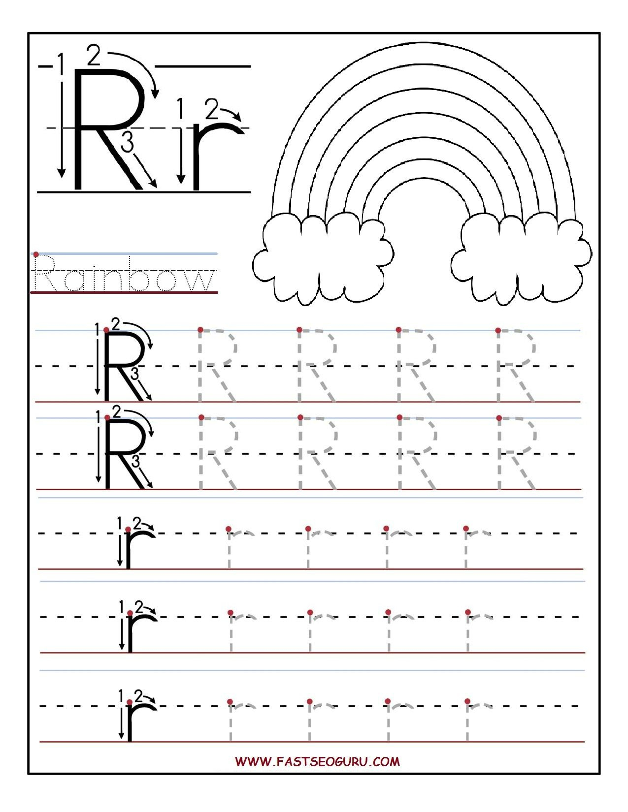 tracing letter r worksheets tracinglettersworksheetscom