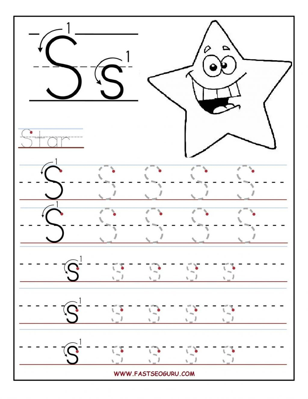 Printable Letter S Tracing Worksheets For Preschool Free within Tracing Letters Child&amp;#039;s Name