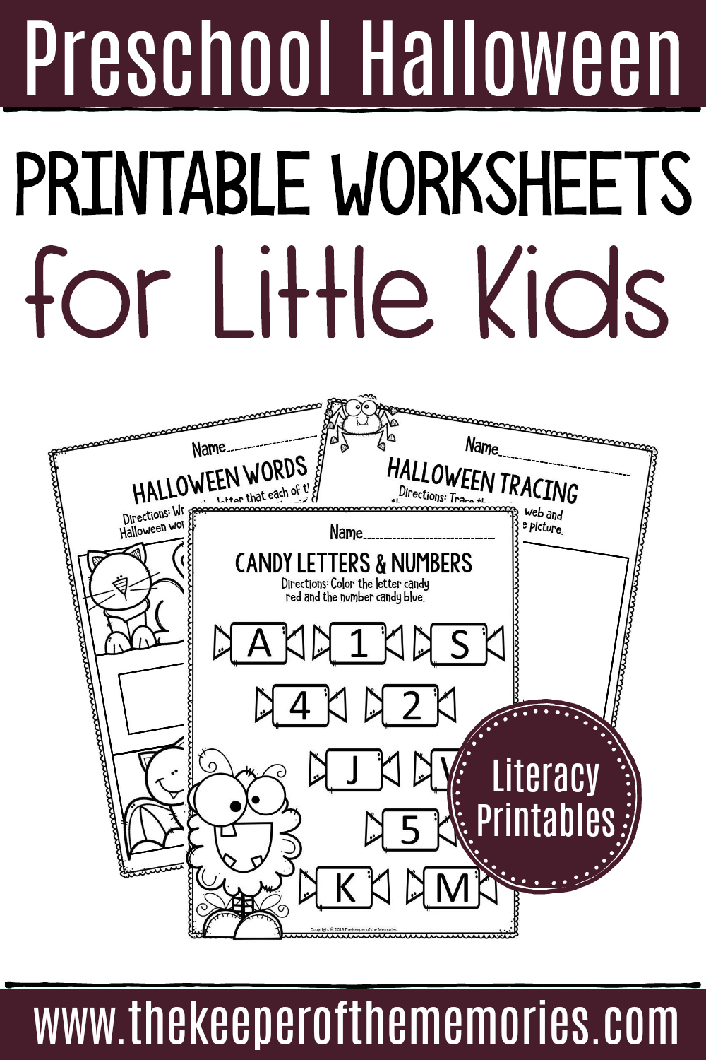 Printable Literacy Halloween Preschool Worksheets in Halloween Tracing Letters