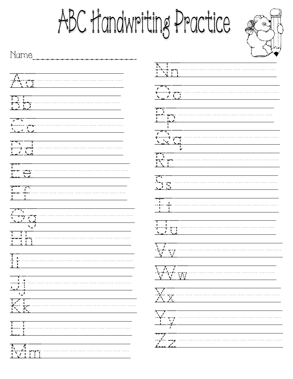 Printable Practice Writing Letters - Wpa.wpart.co pertaining to Handwriting Tracing Letters