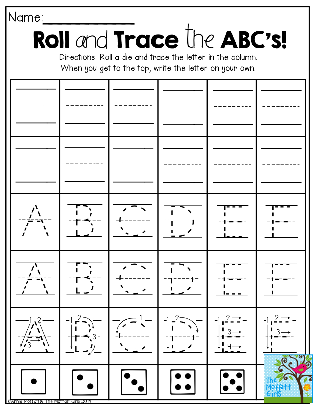 Roll And Trace The Abc&amp;#039;s! Roll A Die And Trace A Letter! The for Tracing Letters Make Your Own