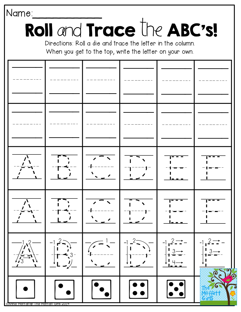 Roll And Trace The Abc's! Roll A Die And Trace A Letter! The intended for Interactive Tracing Letters