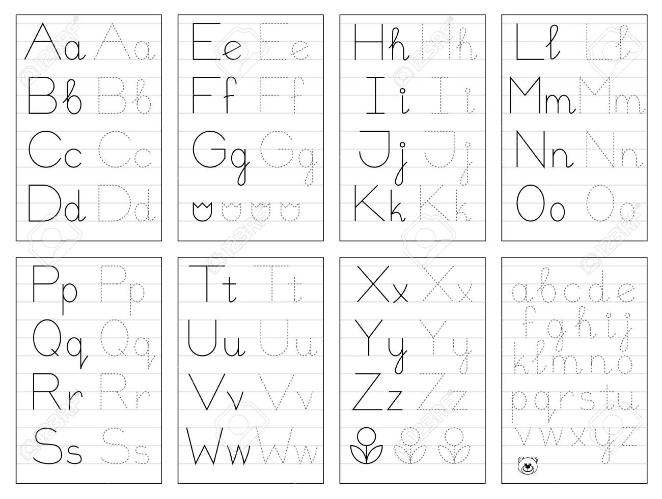 Set Of Black And White Educational Pages On Line For Kids. Trace.. intended for Tracing Alphabet Letters