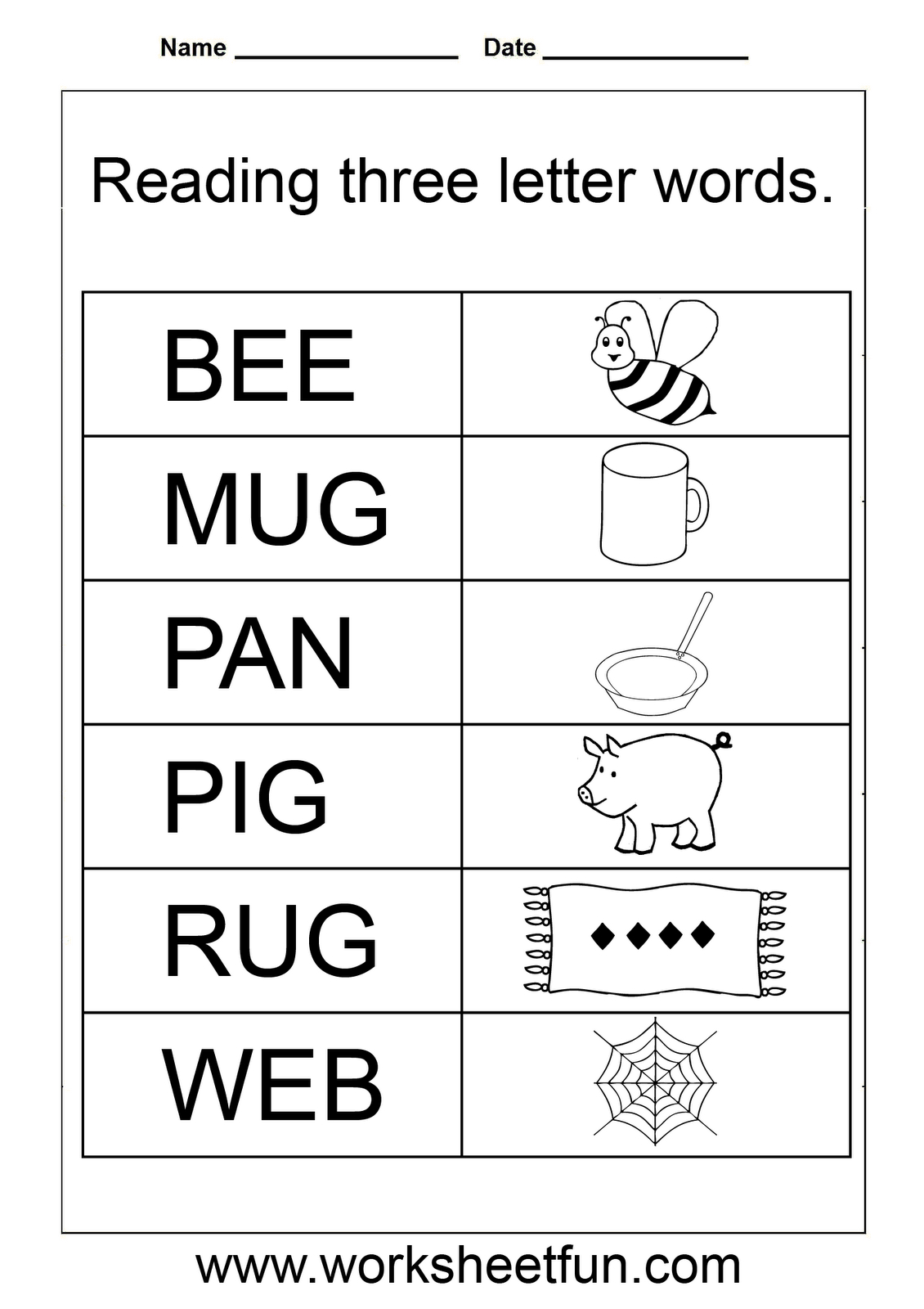 Simple Words - Worksheet | Three Letter Words, Printable for Tracing Letters Words Worksheets