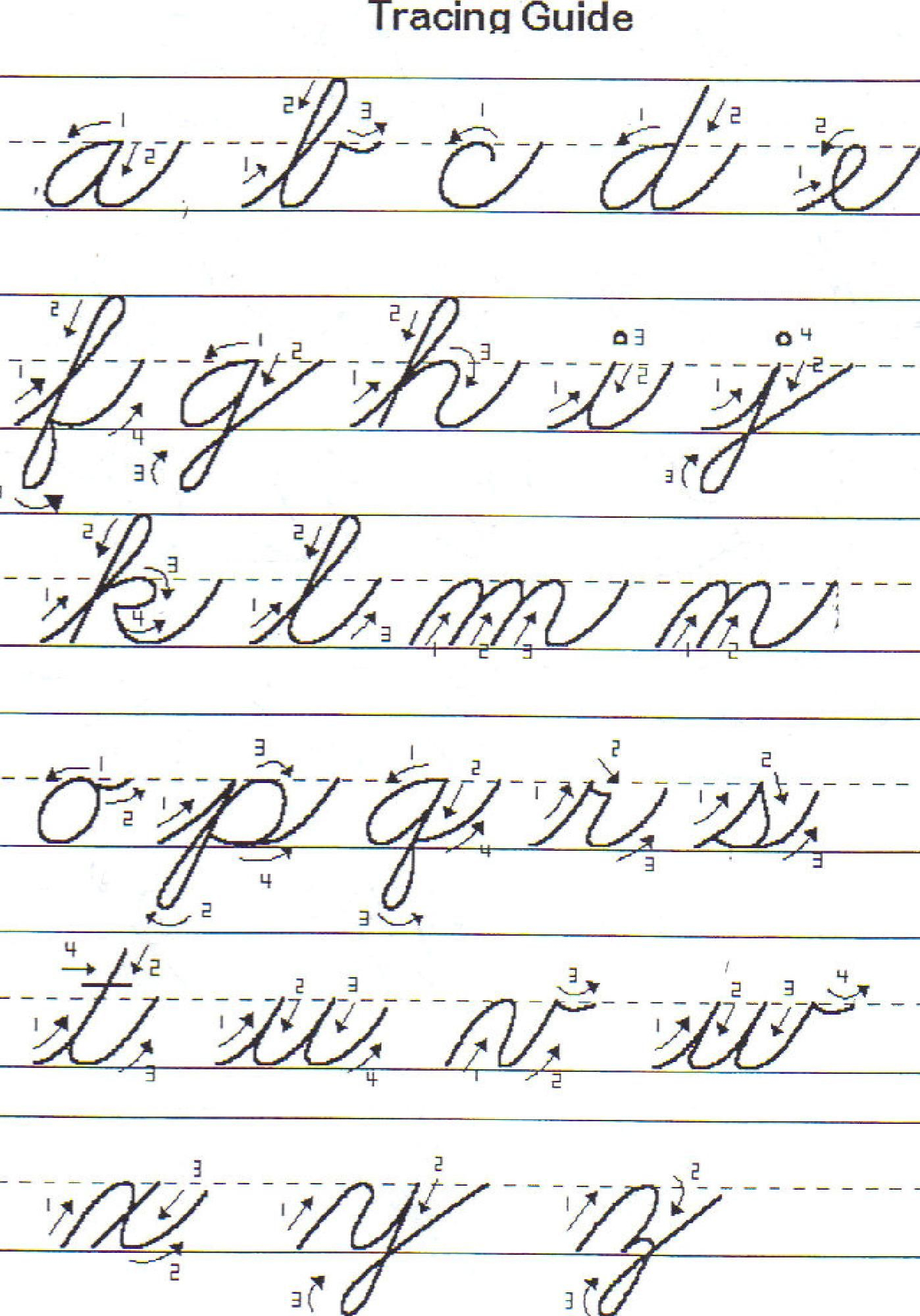 Cursive Letters Tracing Guide - TracingLettersWorksheets.com