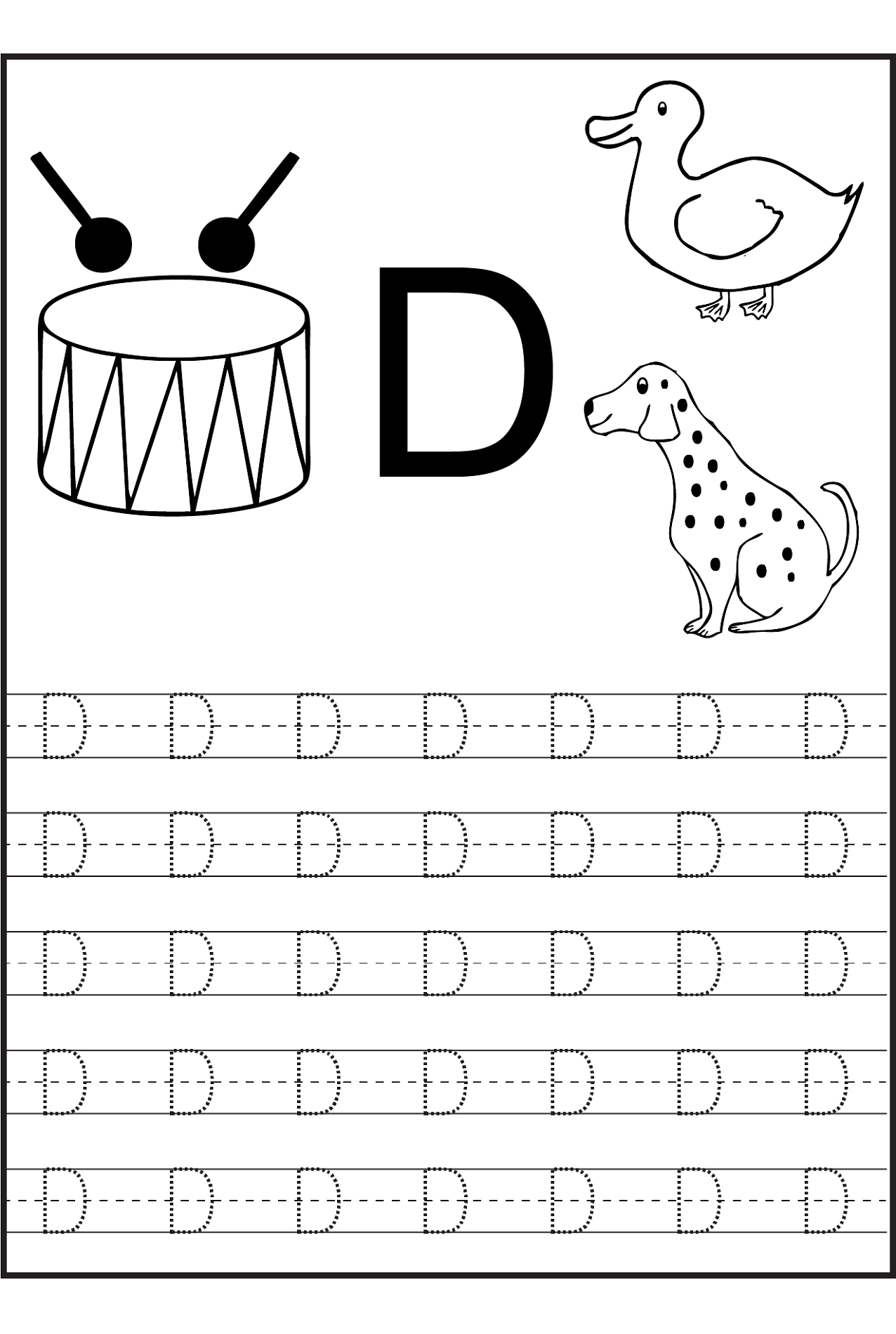 Trace Letter D Worksheets Activity Shelter | Alphabet in Letter Tracing Worksheets Editable