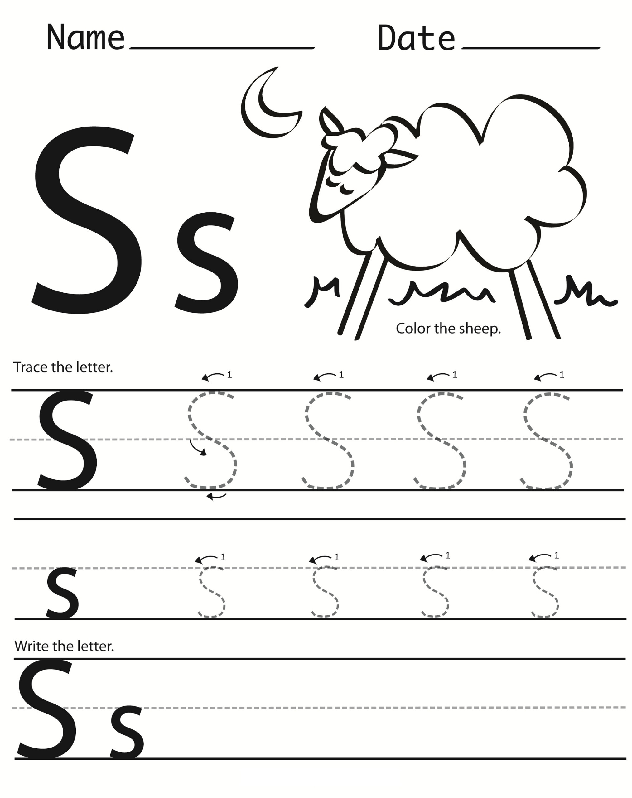 Trace Letter S | Kids Activities for Tracing Letters S