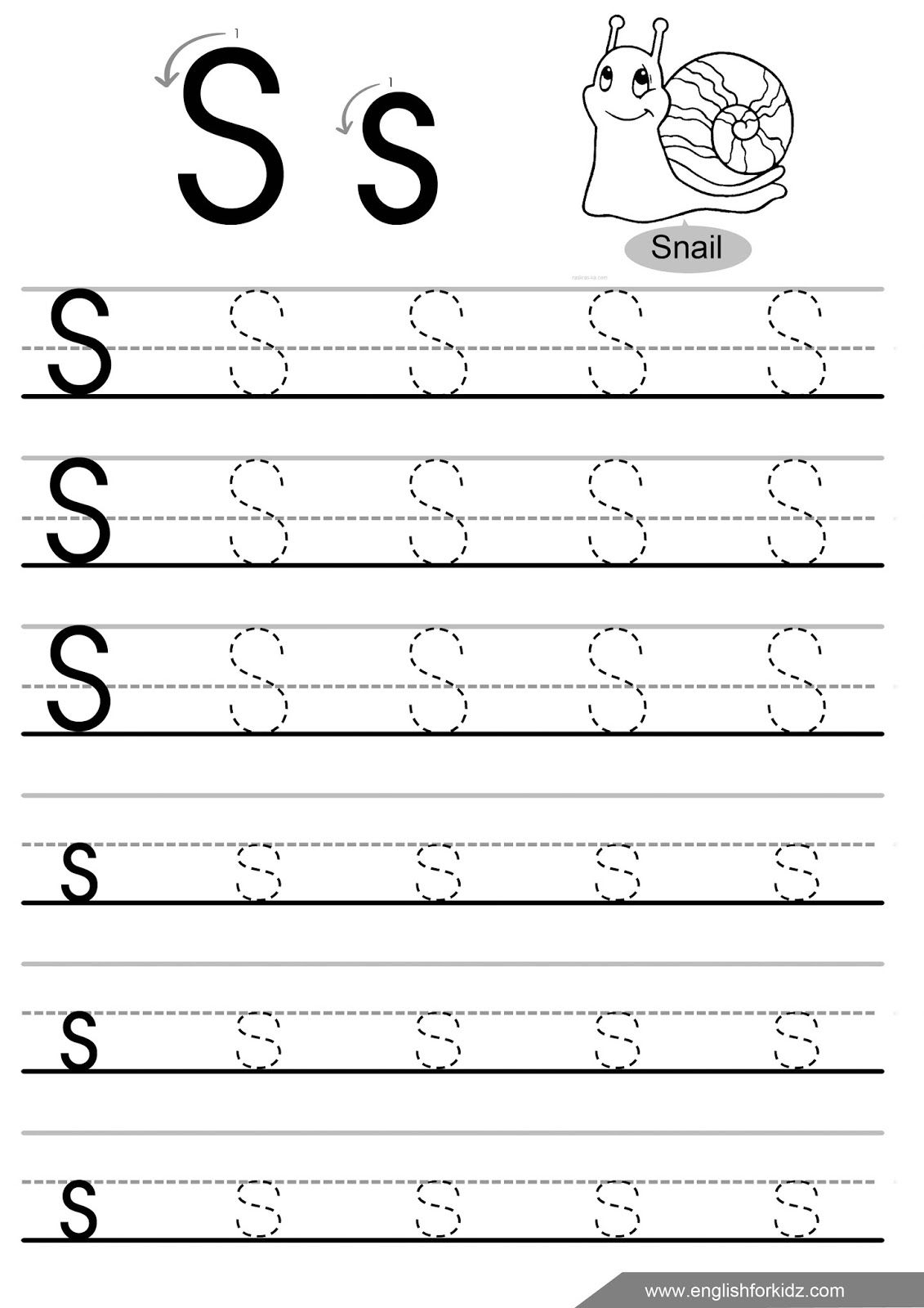 Trace Letter S | Kids Activities in Tracing Letter S Worksheets For Kindergarten