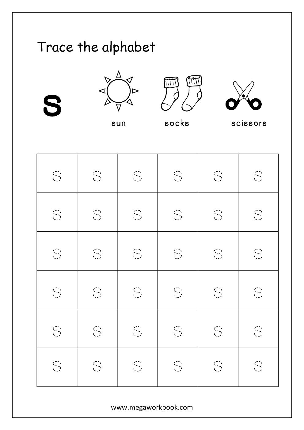 Trace Letter S | Kids Activities within Free Tracing Letters Worksheet A-Z