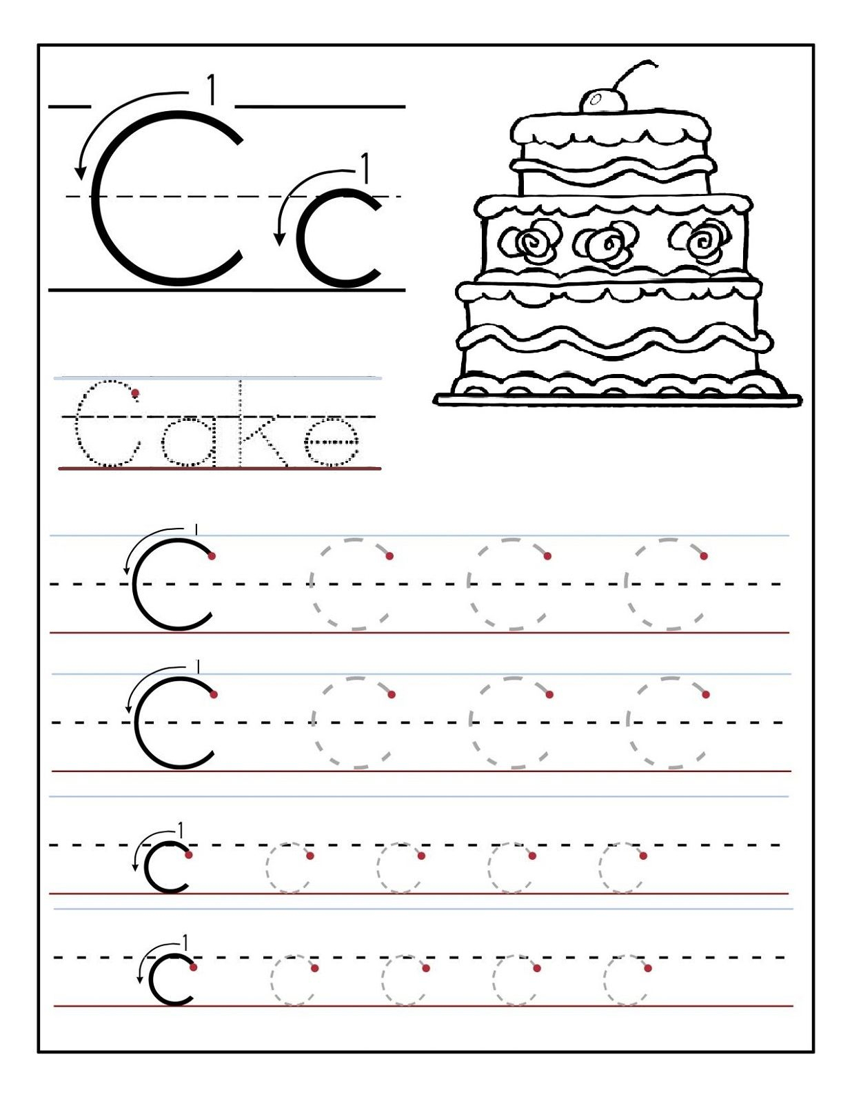 Trace The Letter C Worksheets | Preschool Worksheets, Letter inside Tracing Letter C Worksheets