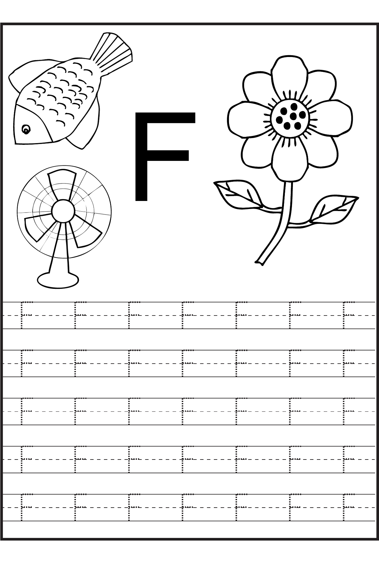 Traceable Letter F Worksheets