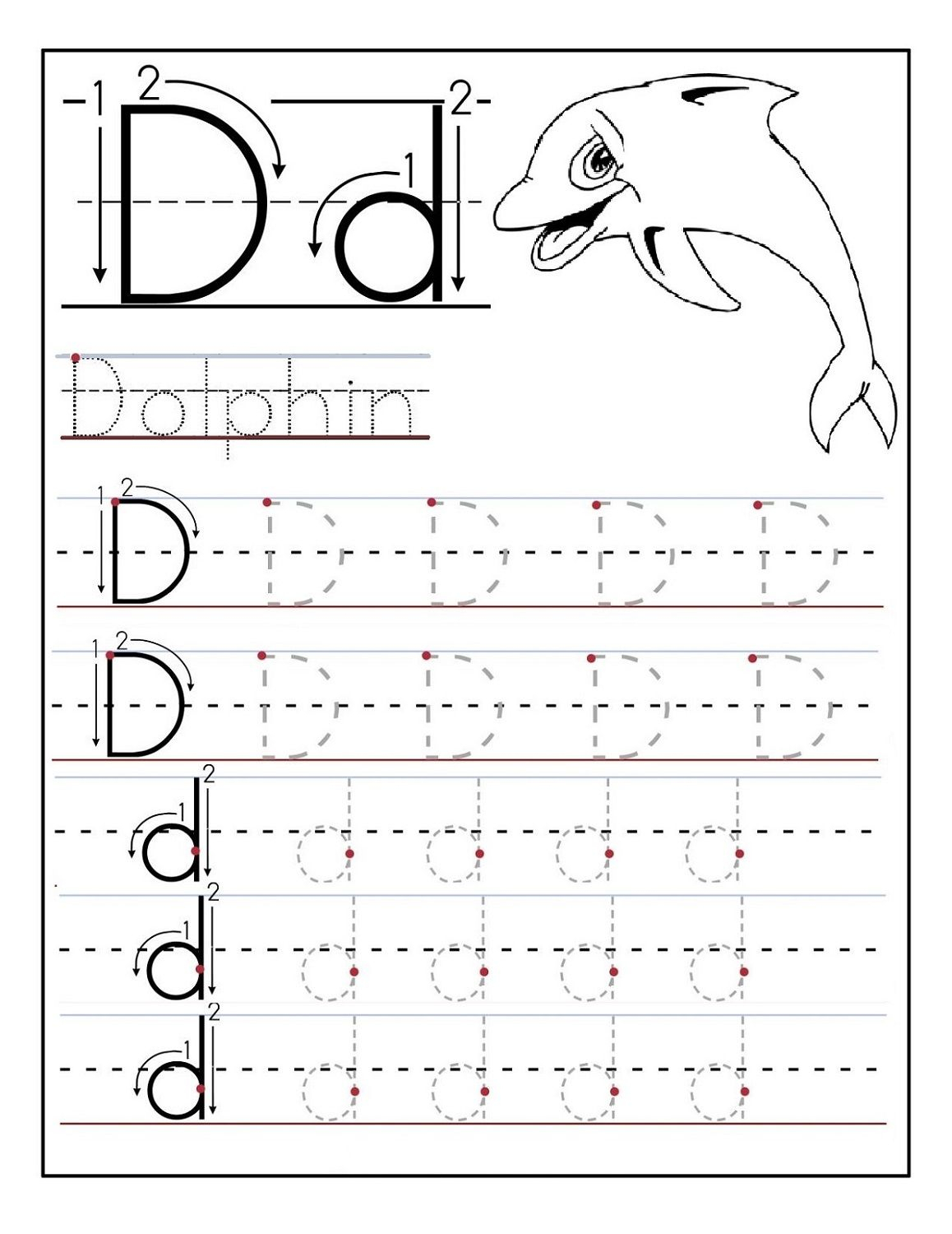 trace letter d worksheets preschool tracinglettersworksheetscom