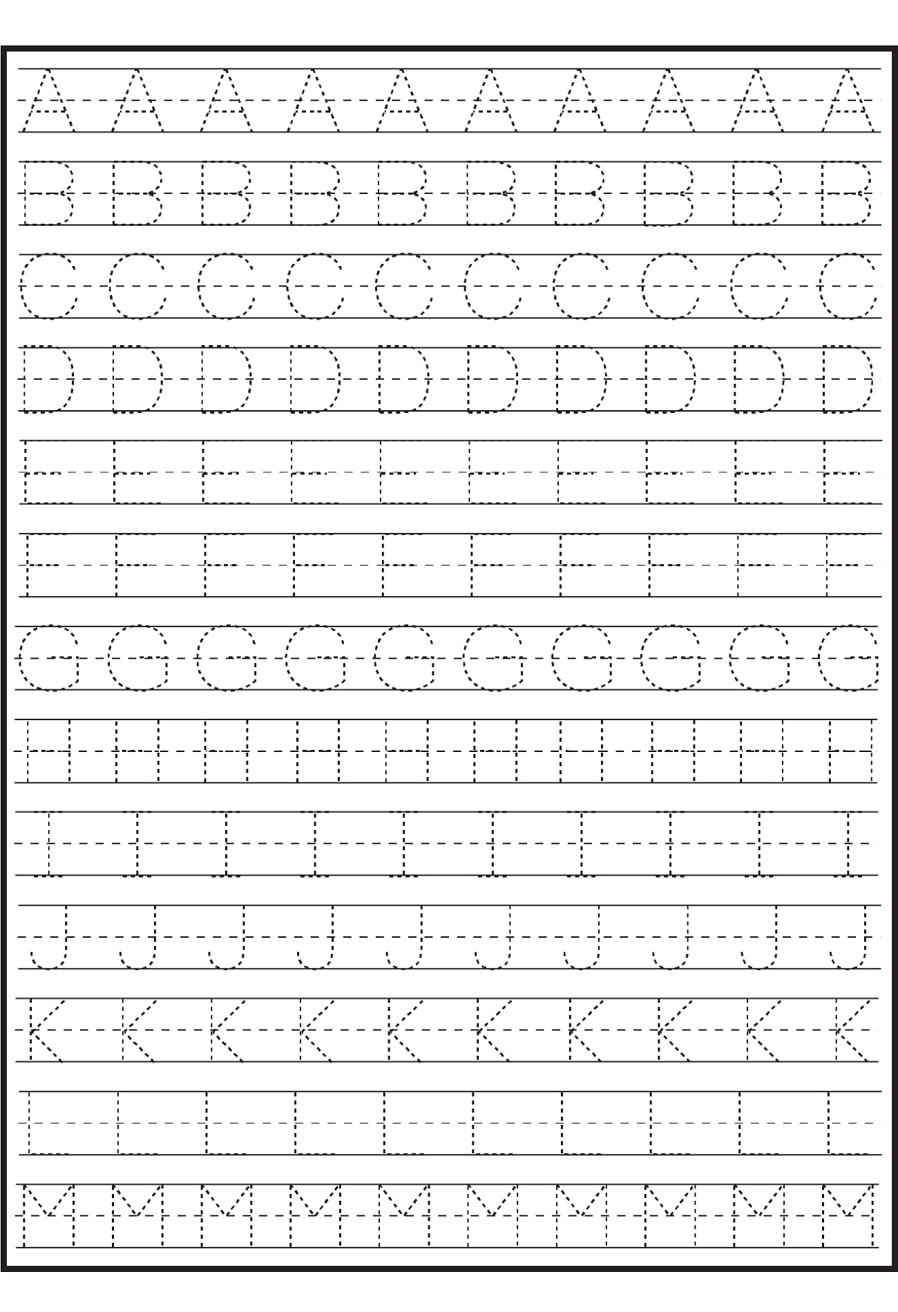 Tracing Alphabet For Writing Practice intended for Tracing Letters Practice Sheets