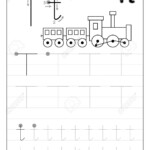 Tracing Alphabet Letter T. Black And White Educational Pages.. within Tracing Letter T Worksheets