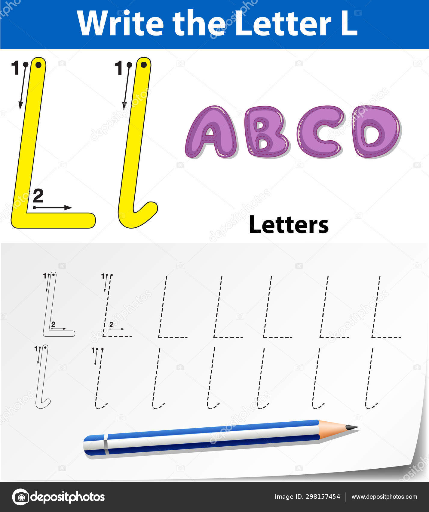 Tracing Alphabet Template For Letter L — Stock Vector throughout Tracing Letters Template