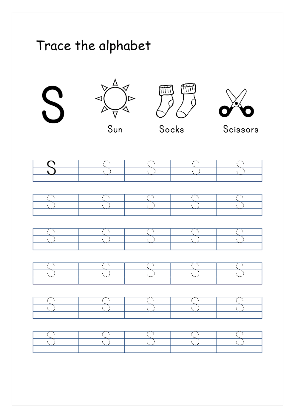 Tracing Alphabet Worksheets – Kids Learning Activity in Tracing Letters S