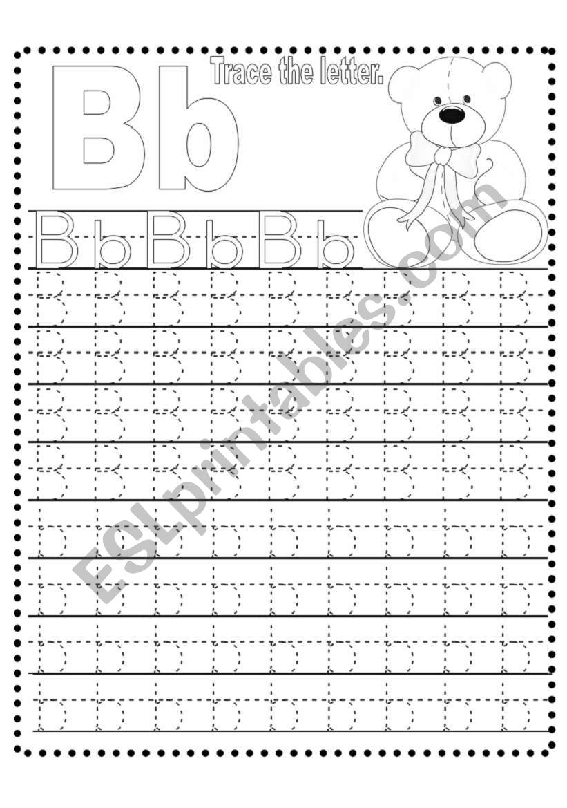 Tracing Letter B - Esl Worksheetlizsantiago for Tracing Letter B Worksheets