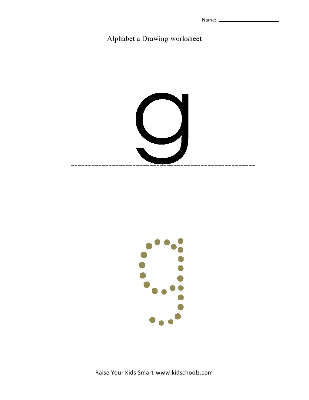 tracing small letter g worksheet