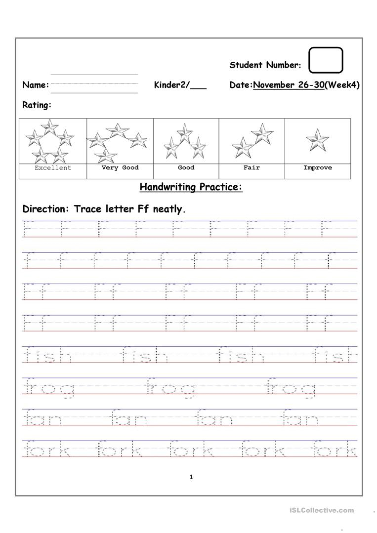 Tracing Uppercase And Lowercase Letter Ff - English Esl intended for Tracing Uppercase And Lowercase Letters