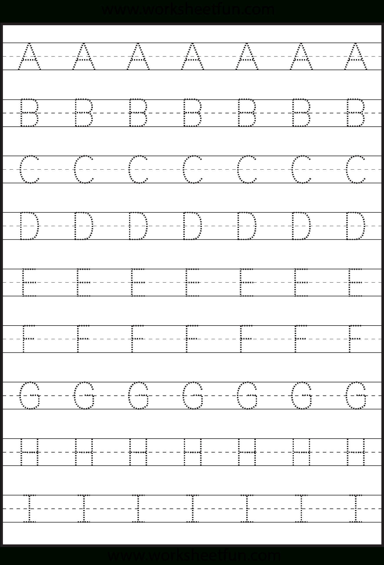 Tracing – Uppercase Letters – Capital Letters – 3 Worksheets with Tracing Letters Abc