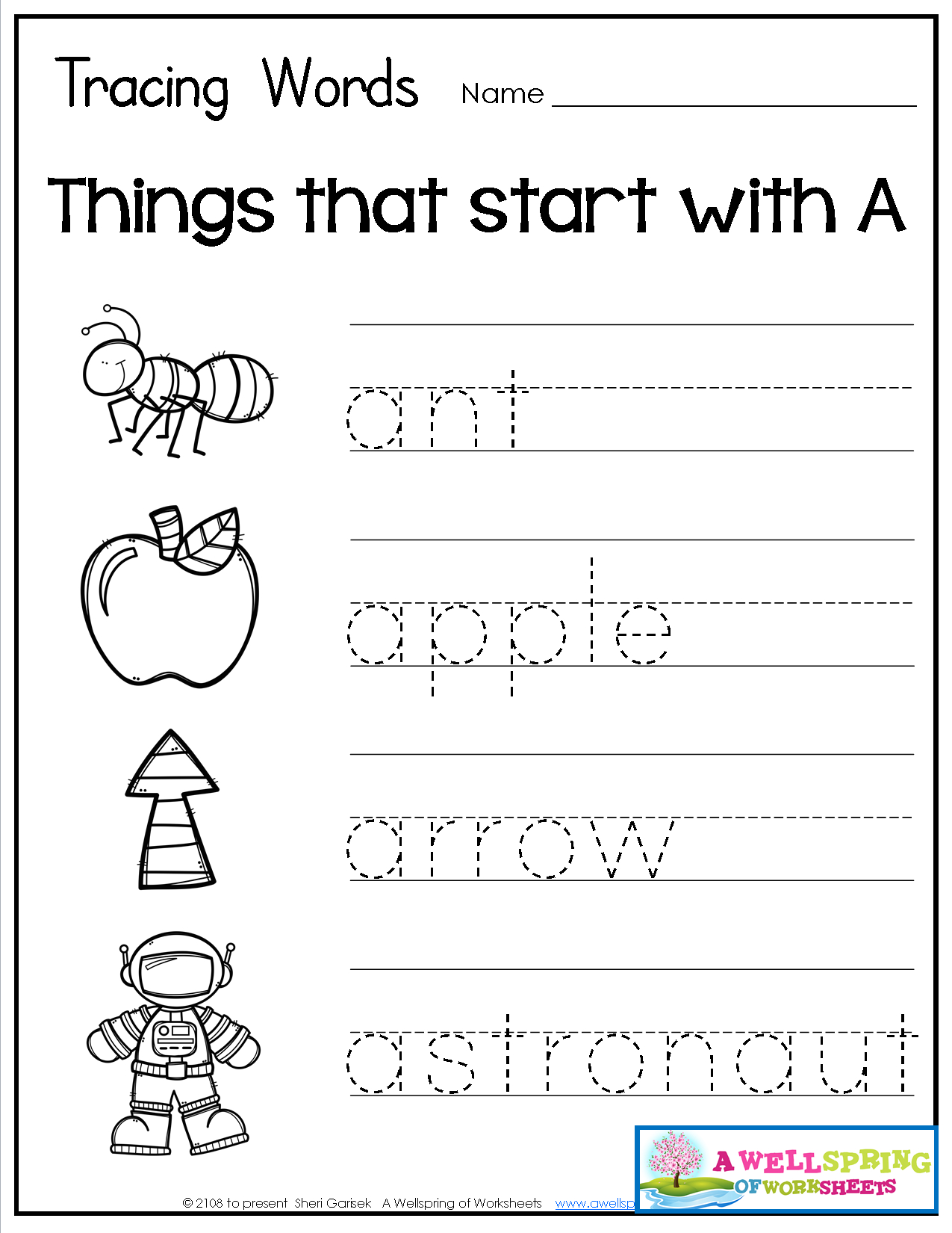 Tracing Words - Things That Start With A-Z | Teaching intended for Tracing Letters And Words