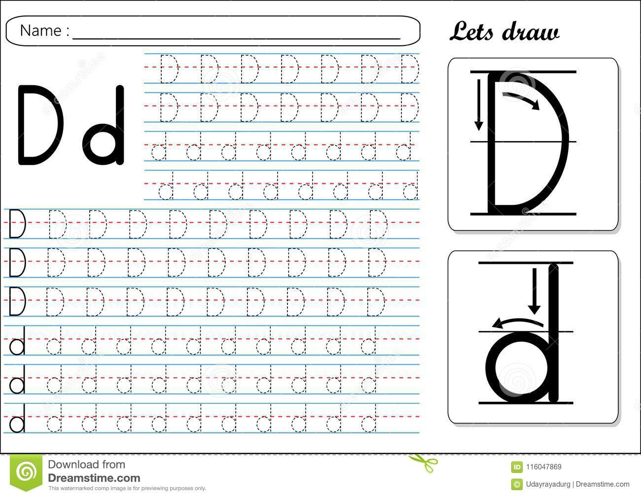 Tracing Worksheet -Dd Stock Vector. Illustration Of Small inside How To Make Tracing Letters Worksheet