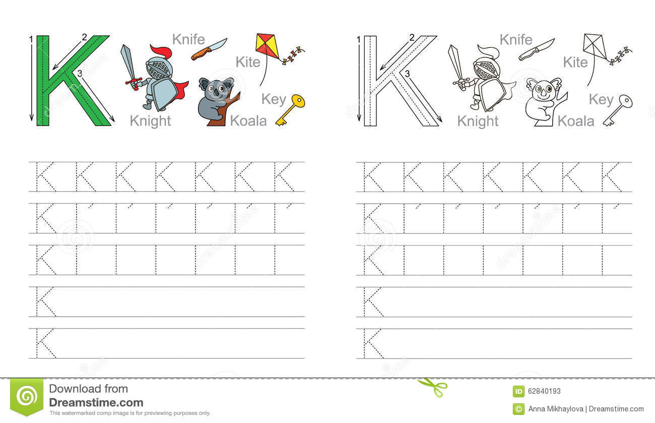 Tracing Worksheet For Letter K Stock Vector - Illustration inside Tracing Letter K Worksheets