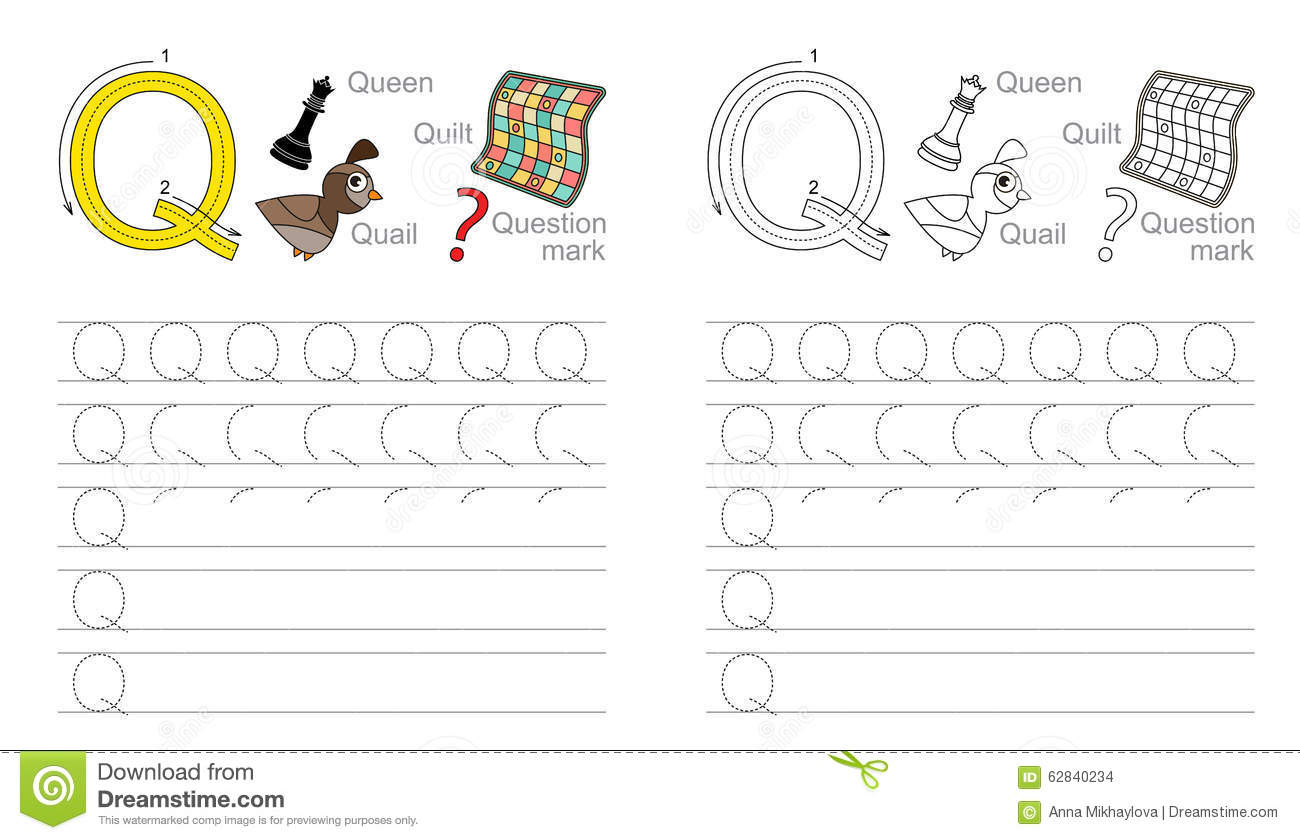 Tracing Worksheet For Letter Q Stock Vector - Illustration intended for Tracing Letter Q Worksheets