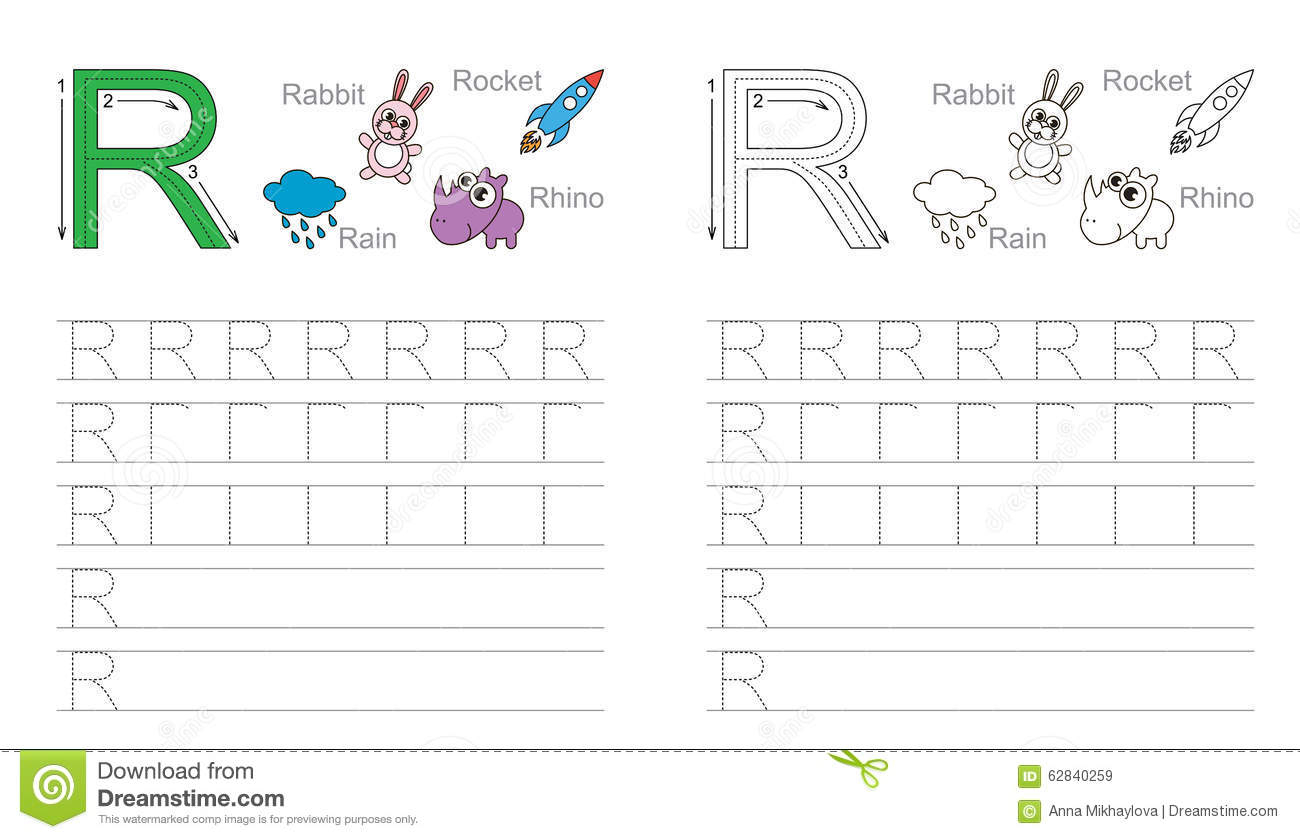 Tracing Worksheet For Letter R Stock Vector - Illustration intended for Tracing Letter R Worksheets