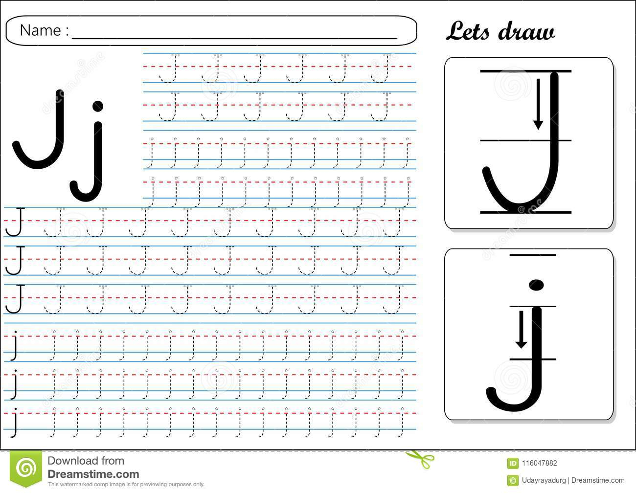 Tracing Worksheet -Jj Stock Vector. Illustration Of Fast in Tracing Small Letters