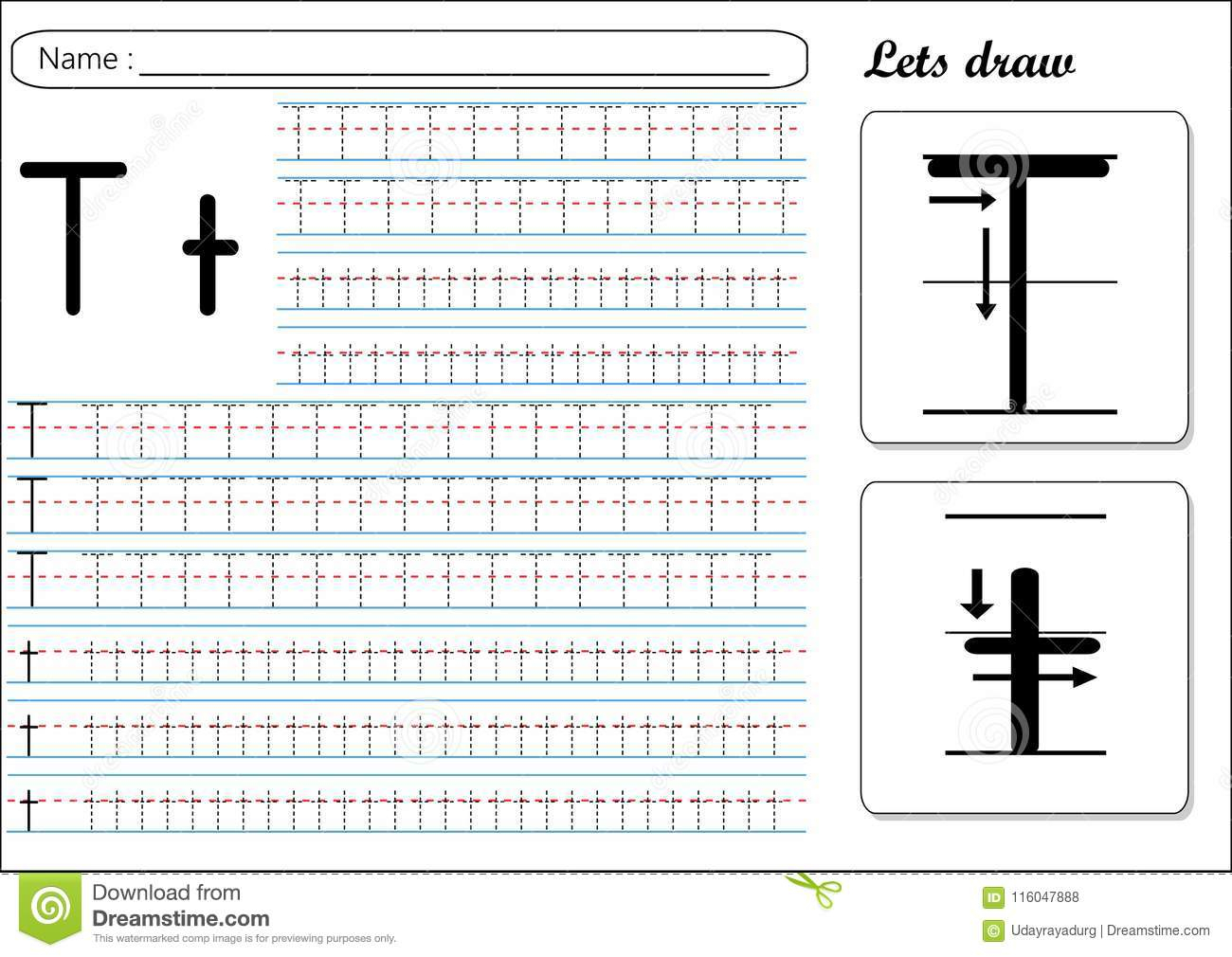 Tracing Worksheet -Tt Stock Vector. Illustration Of with regard to Letter T Tracing Worksheet