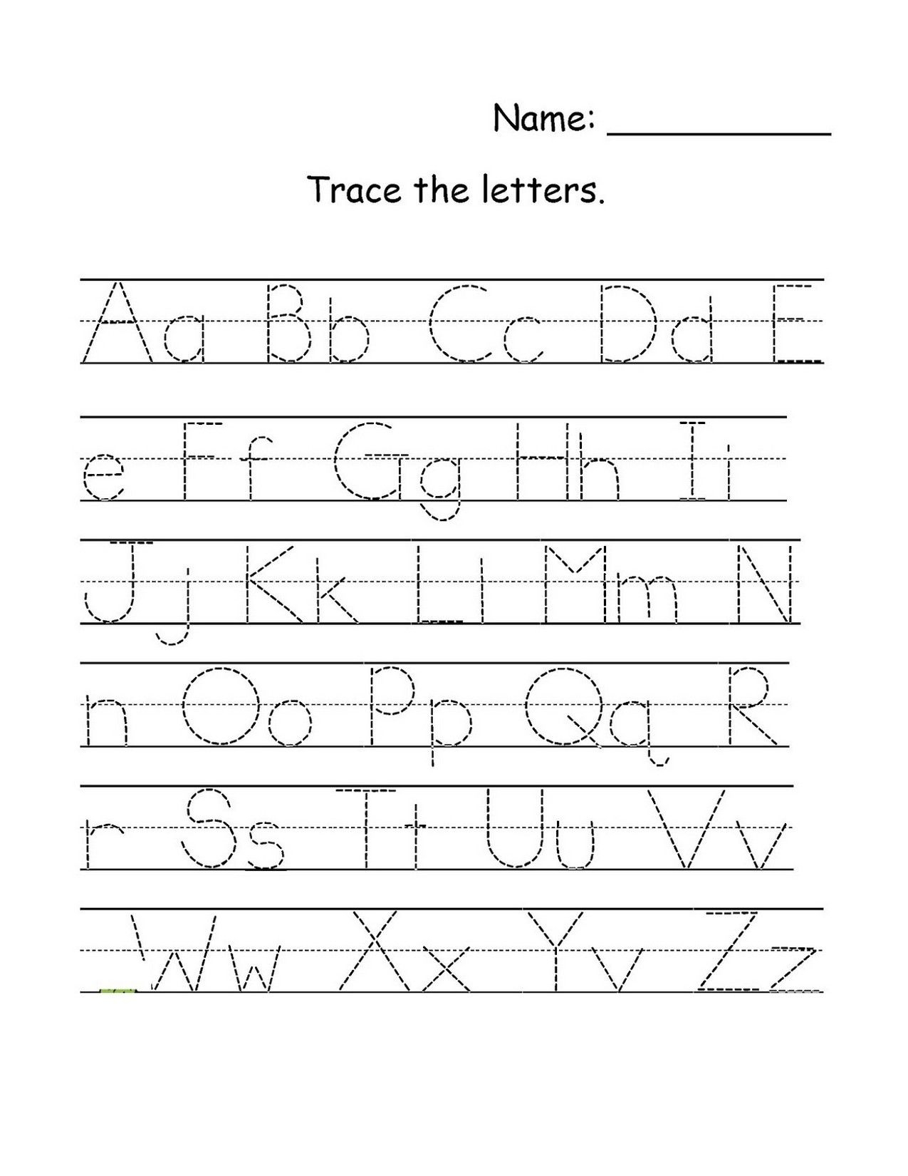 Tracing Capital And Lower Case Letter Worksheets