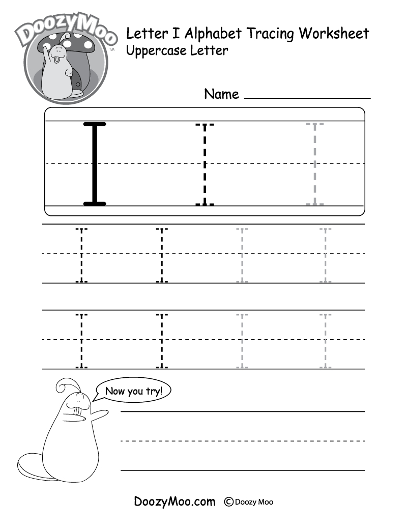 Uppercase Letter I Tracing Worksheet - Doozy Moo with regard to Tracing Capital Letters Worksheets Pdf