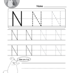Uppercase Letter N Tracing Worksheet - Doozy Moo regarding Tracing Letter N Worksheets For Preschool
