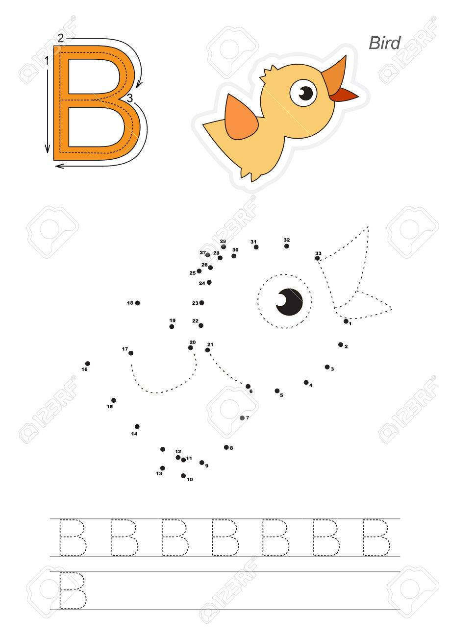 Vector Exercise Illustrated Alphabet. Learn Handwriting. Connect.. within Dot To Dot Letters For Tracing