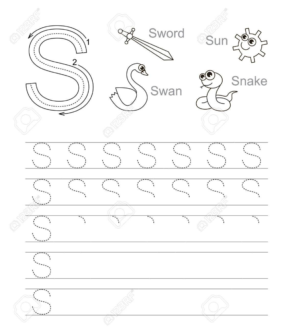 Vector Exercise Illustrated Alphabet. Learn Handwriting. Tracing.. inside Tracing Letters Handwriting