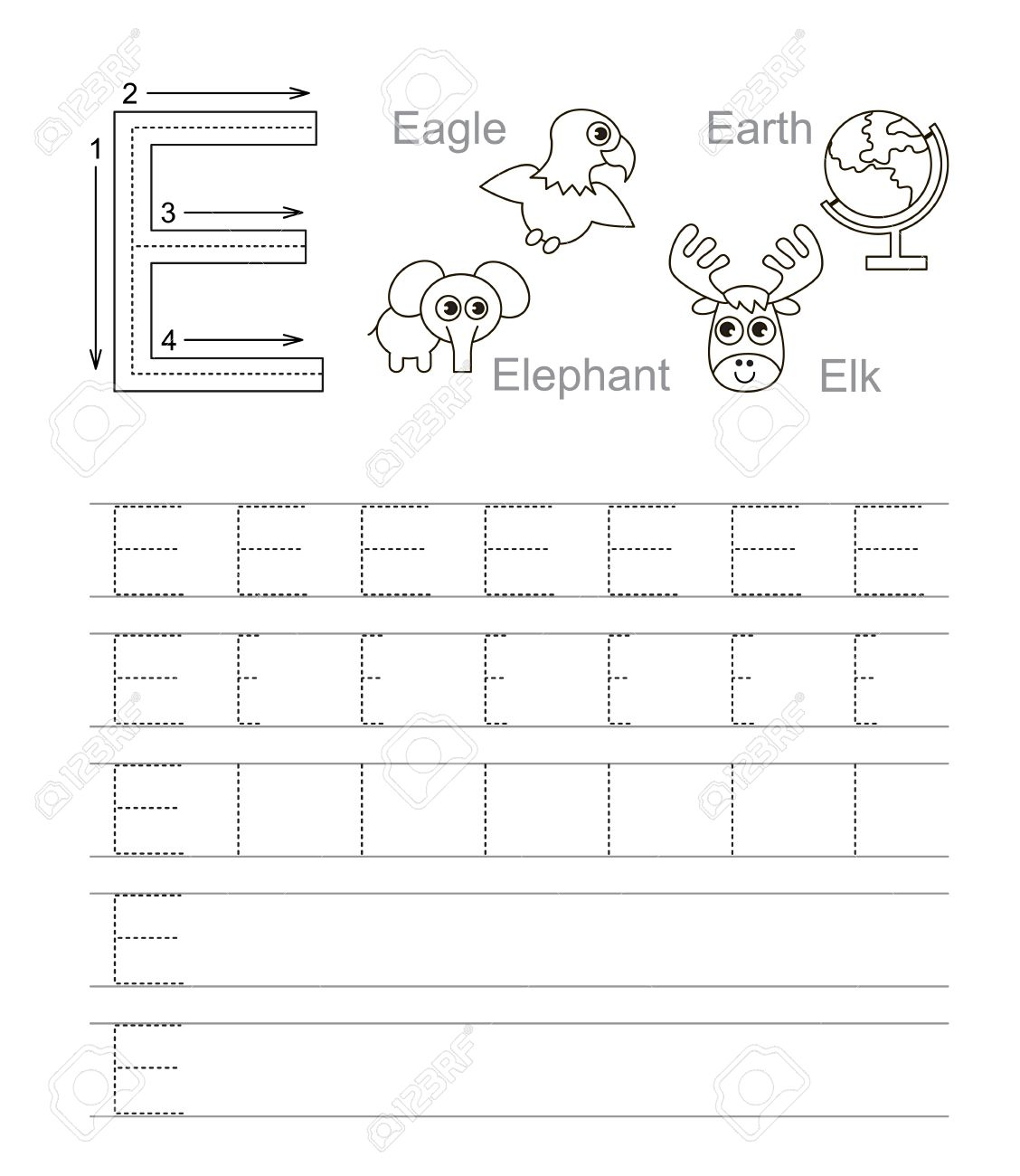 letter e tracing worksheets tracinglettersworksheetscom