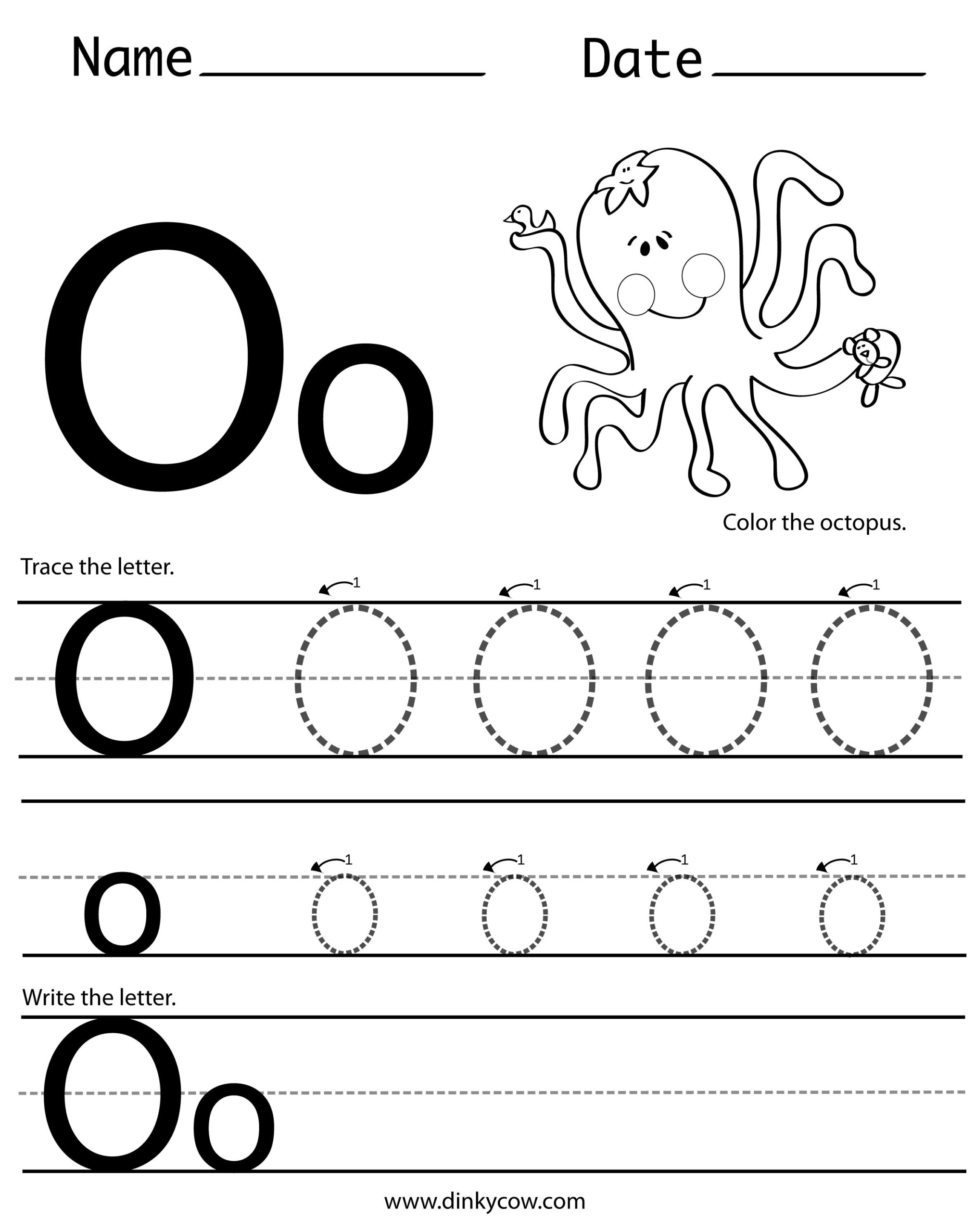 Tracing Letter O Worksheets - TracingLettersWorksheets.com