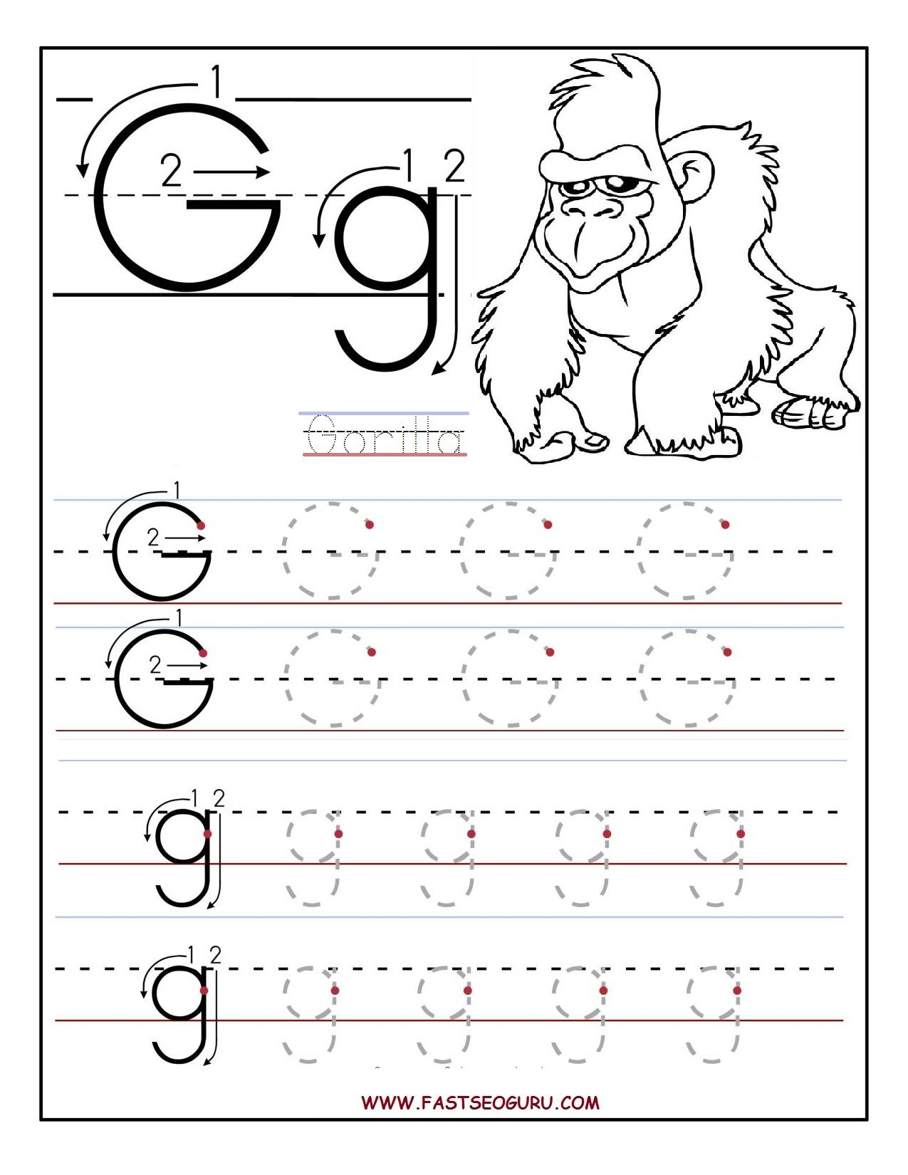 Worksheets For Preschoolers | Printable Letter G Tracing pertaining to G Letter Tracing Worksheet
