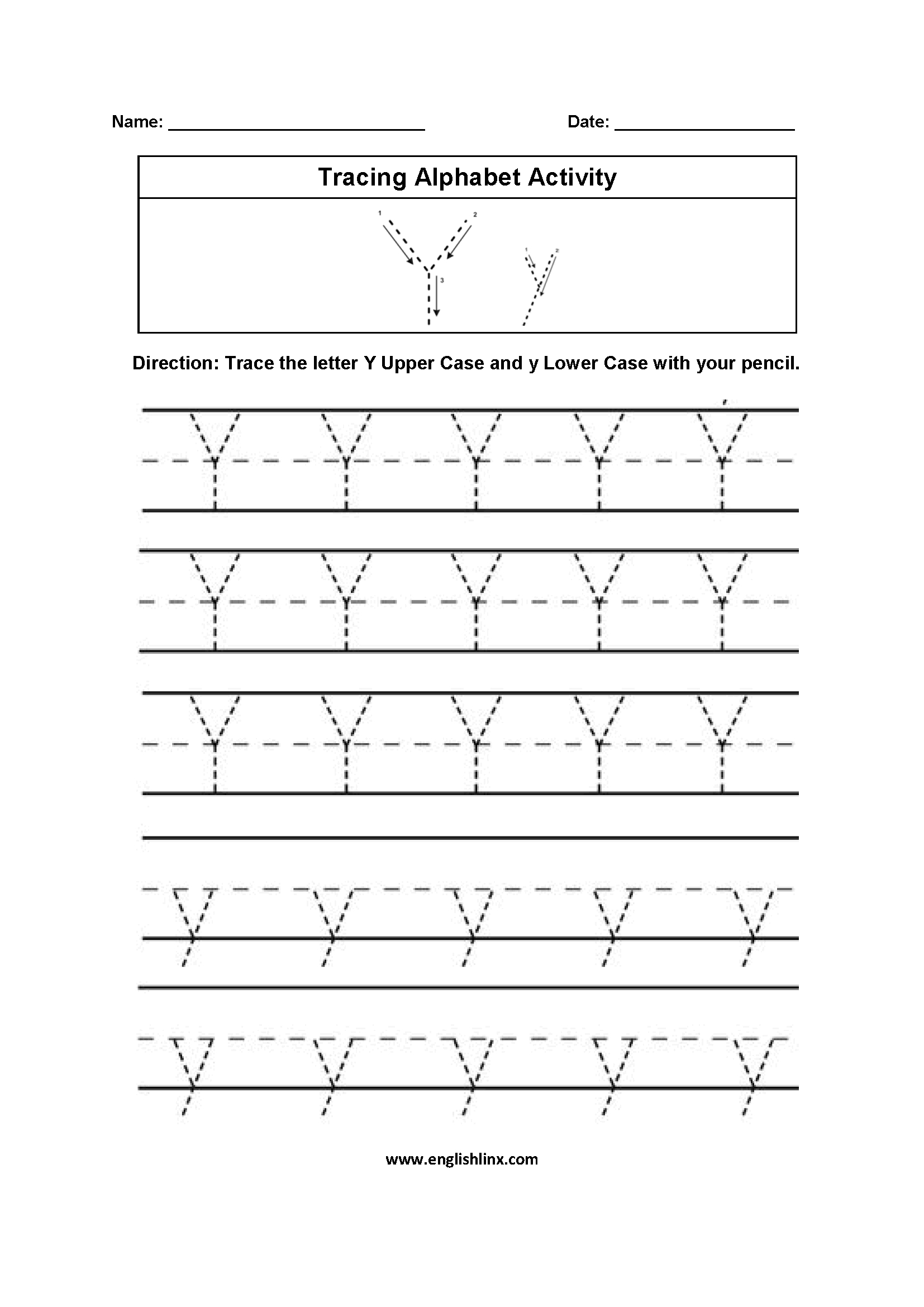 trace letter y worksheets tracinglettersworksheetscom