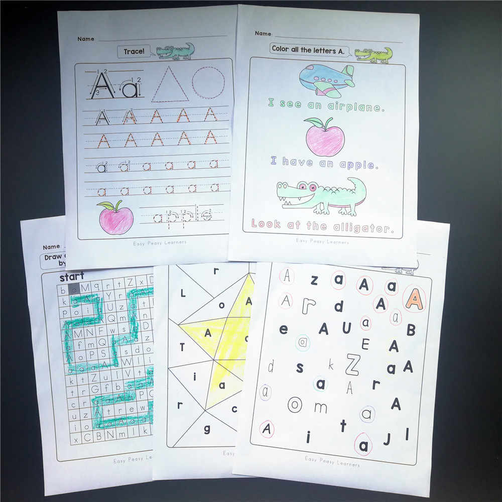 26 Alphabet Learning Practice Paper English Workbook 130Pcs 5 Plays Fun  Writing Homework Notebook Kids Education Toys Children